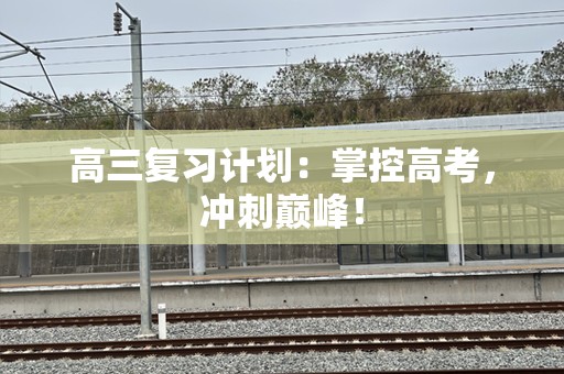 高三复习计划：掌控高考，冲刺巅峰！