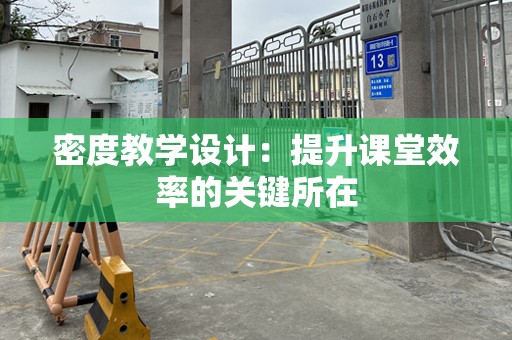 密度教学设计：提升课堂效率的关键所在