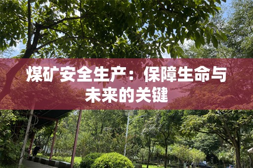 煤矿安全生产：保障生命与未来的关键
