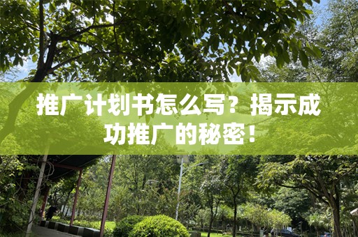 推广计划书怎么写？揭示成功推广的秘密！