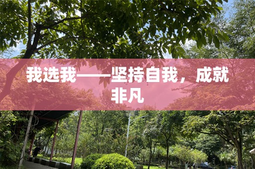 我选我——坚持自我，成就非凡