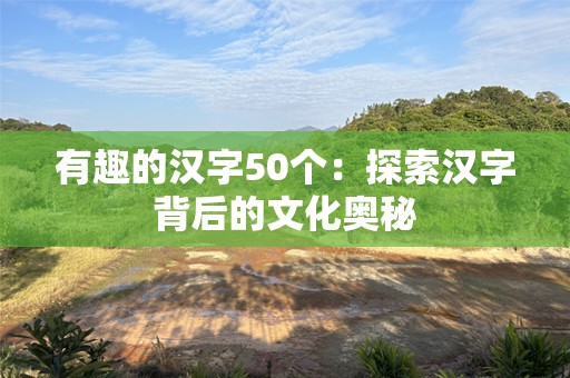 有趣的汉字50个：探索汉字背后的文化奥秘