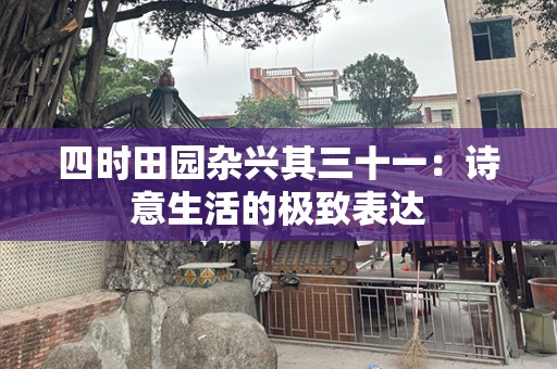 四时田园杂兴其三十一：诗意生活的极致表达