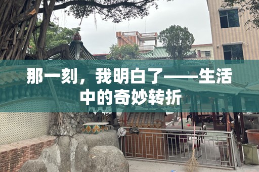 那一刻，我明白了——生活中的奇妙转折