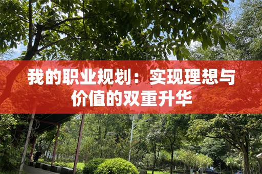 我的职业规划：实现理想与价值的双重升华