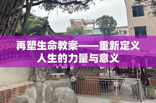 再塑生命教案——重新定义人生的力量与意义