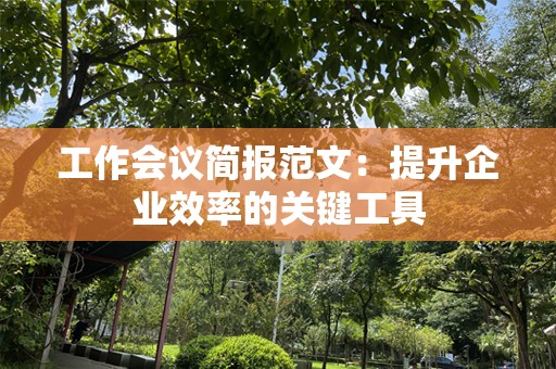 工作会议简报范文：提升企业效率的关键工具