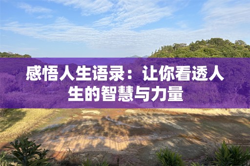感悟人生语录：让你看透人生的智慧与力量