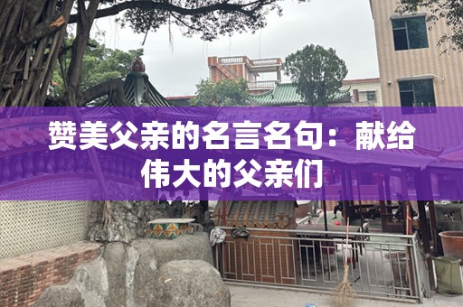 赞美父亲的名言名句：献给伟大的父亲们