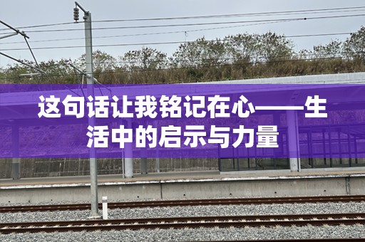 这句话让我铭记在心——生活中的启示与力量