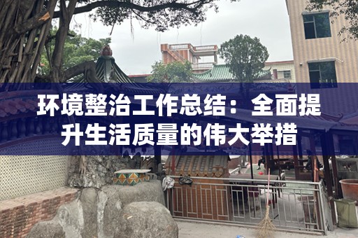 环境整治工作总结：全面提升生活质量的伟大举措