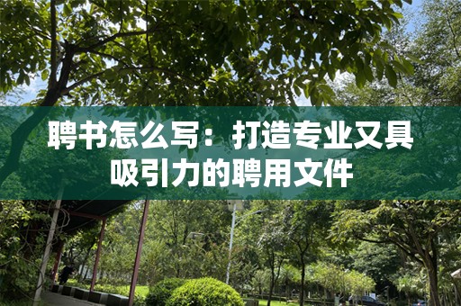 聘书怎么写：打造专业又具吸引力的聘用文件
