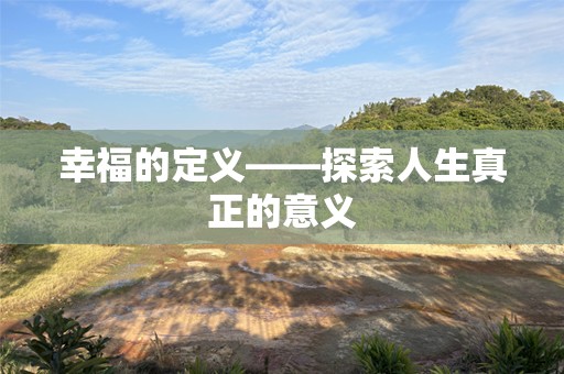 幸福的定义——探索人生真正的意义